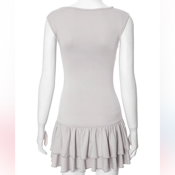 NWOT Ruffle Hem Tiered Layer Tank Dress in Light Gray - Picture 2 of 6